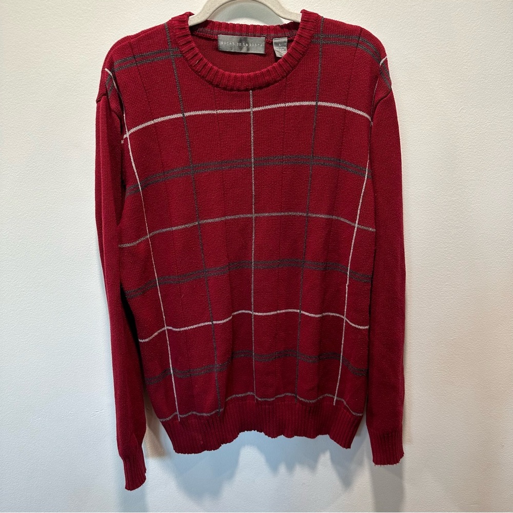 Oscar De La Renta Burgundy Knit Crewneck Pullover Sweater Men’s Size Large